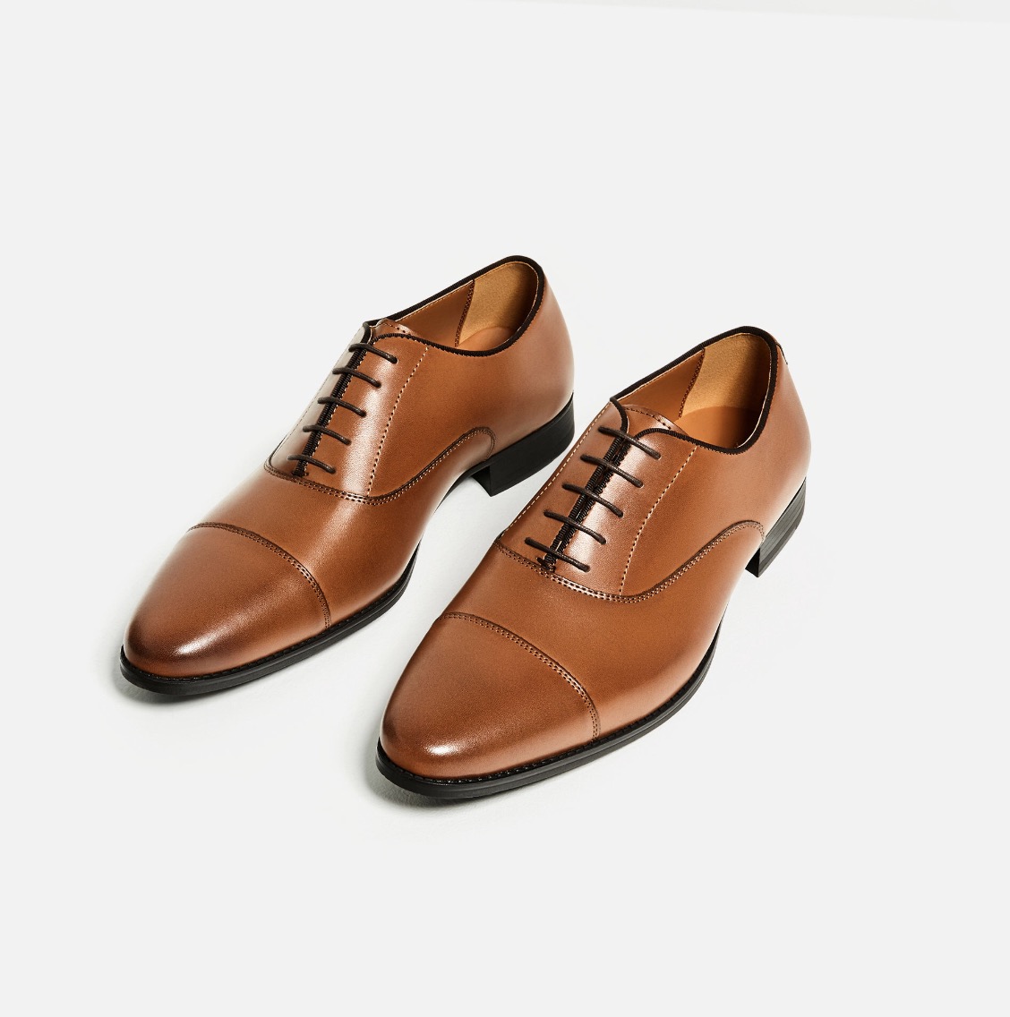 Black Smart Leather Shoe with Brogueing | SUIT ADDICT
