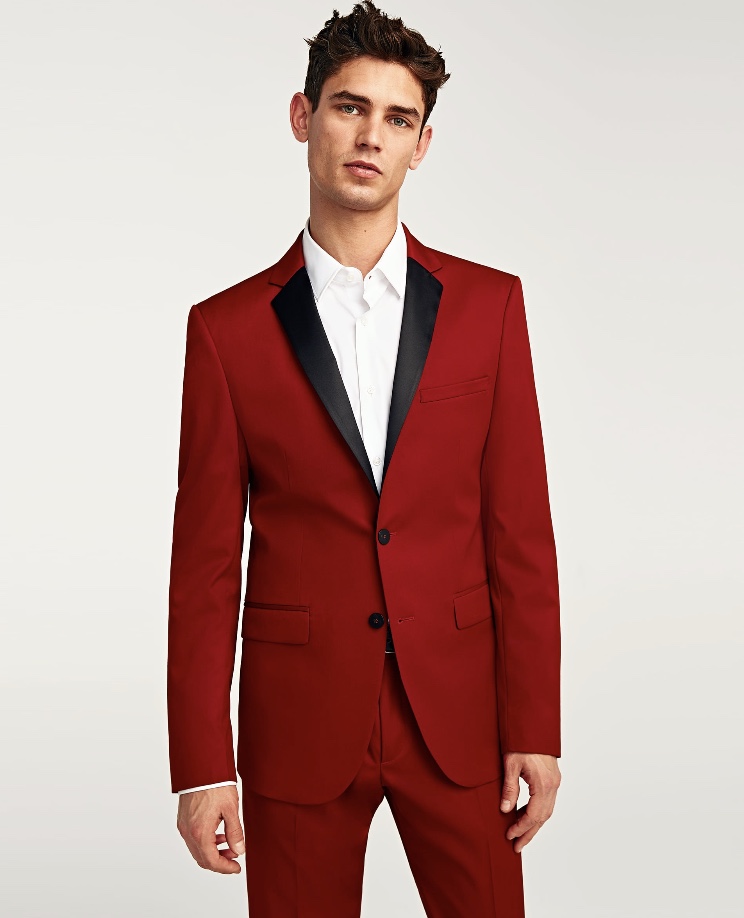 Red Tuxedo Suit Sateen Lapel - SUIT ADDICT